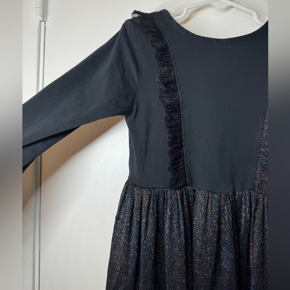 Hanna Andersson Black Multicolor Shimmer Iridescent Long Sleeve Dress Size US 5 - Picture 3 of 14